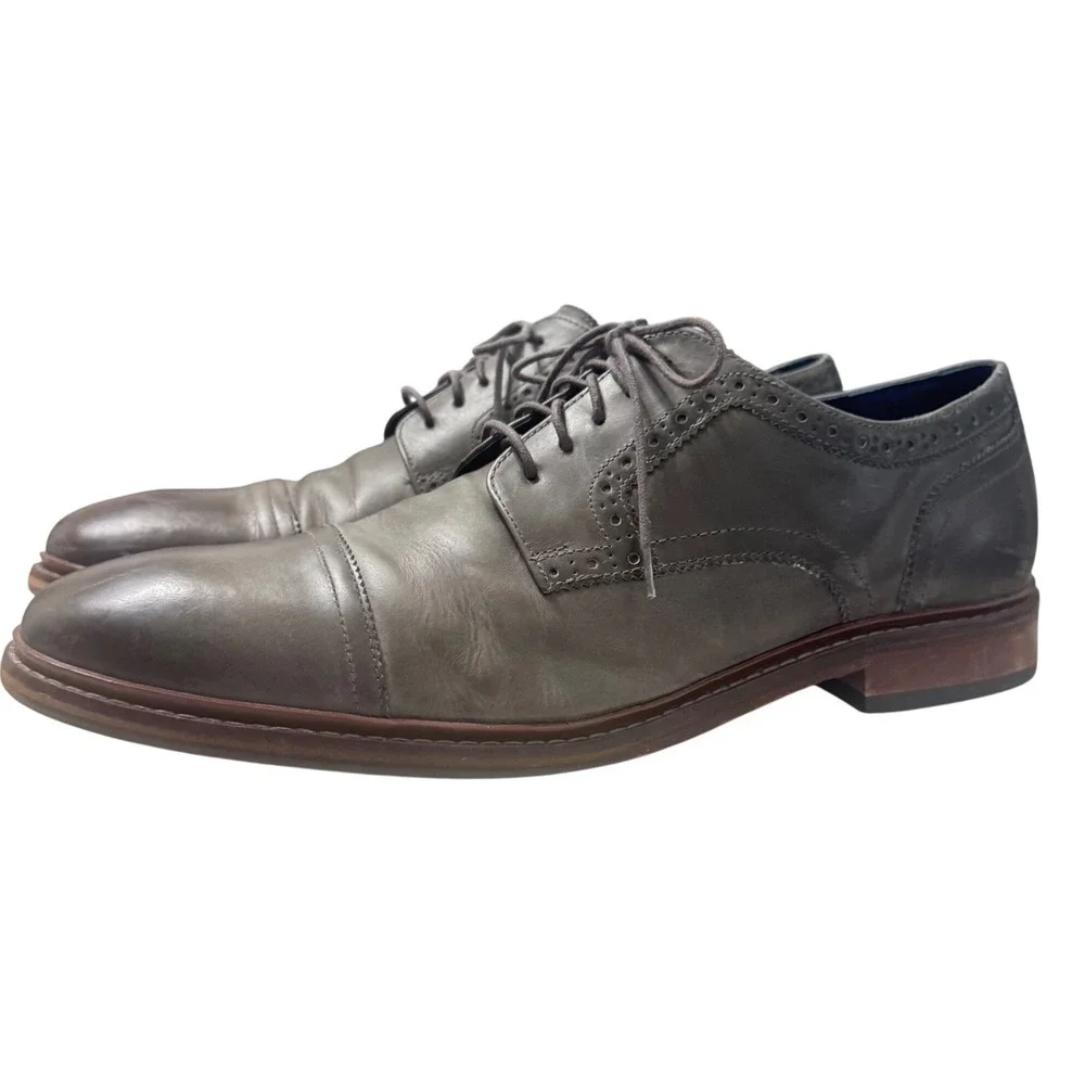 Cole Haan Men's Oxford Shoes 13 M Driftwood Gray Leather Cap‎ Toe C25400 Good